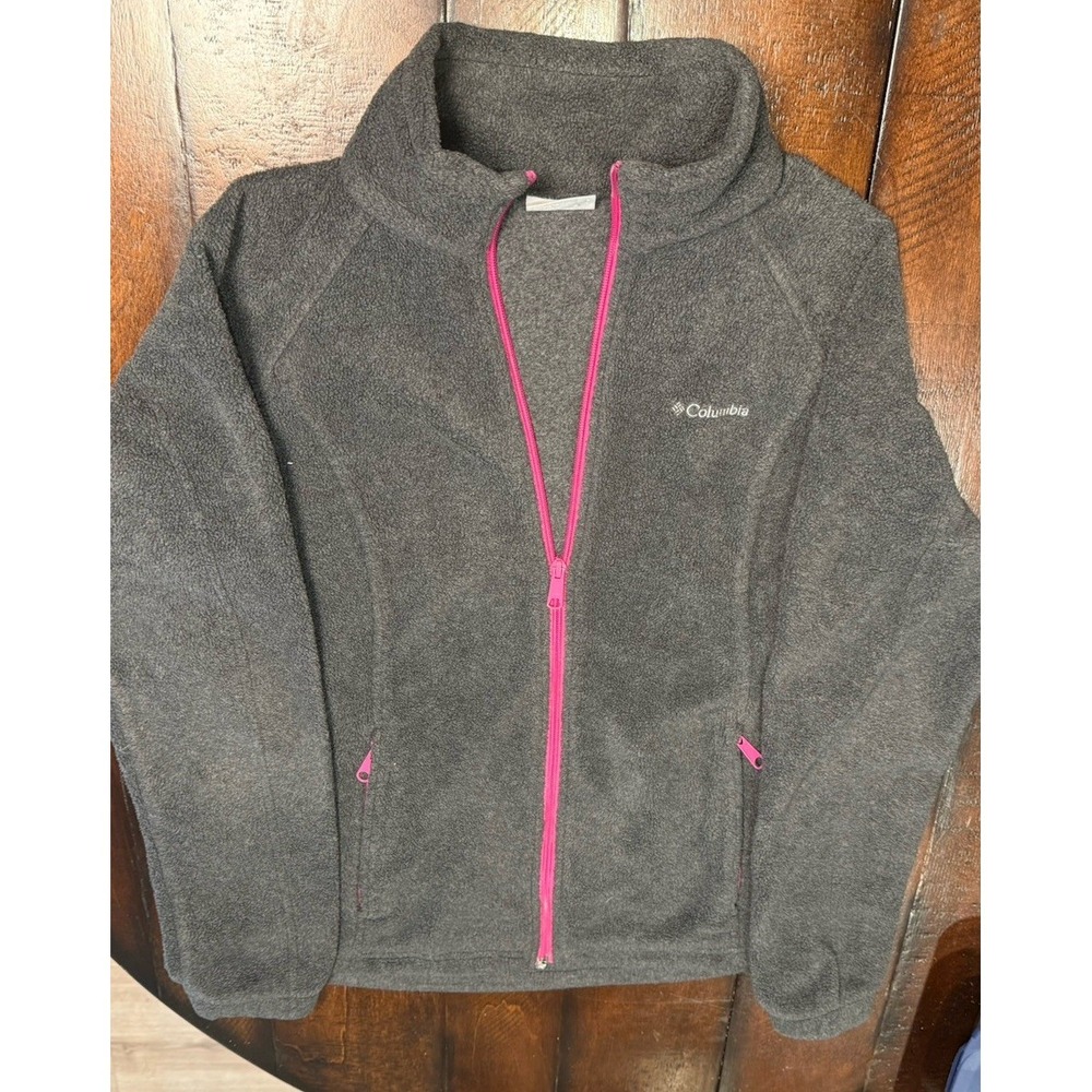 Columbia Sportwear Women Gray Vest Sweater Fleece Mock Neck Sleeveless Sz. Large